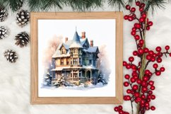 Watercolor Christmas Winter Houses Clipart Product Image 3