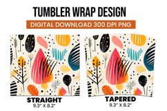 Abstract Shapes And Leaves Tumbler Wrap Sublimation Product Image 3