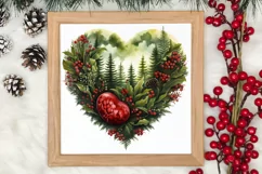 Christmas Hearts Watercolor Clipart, Christmas PNG Product Image 3