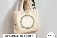 Watercolor Christmas Floral Wreath png Product Image 3