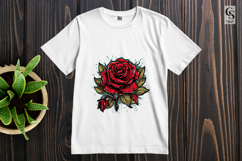 Vintage Red Rose Tattoo Style Clipart Sublimation PNG Product Image 2
