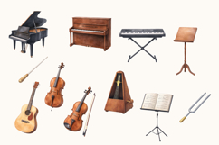 Watercolor Music Instruments Clipart Product Image 3