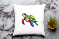 Rainbow Sea Turtle Colorful Watercolor Clipart Sublimation Product Image 3
