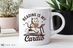 Cat Reading On Treadmill Sublimation PNG Product Image 2