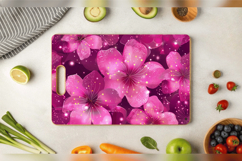 Magenta Pink Glitter Flowers Cutting Boards sublimation Desi Product Image 3