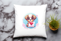 Cute Puppy With Heart And Letter Clipart Sublimation PNG Product Image 3