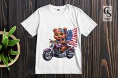 Patriotic Biker Bear Clipart PNG Product Image 3