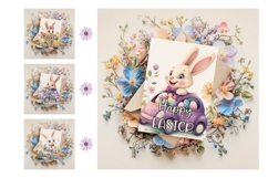 Happy Easter Card Printable, Floral Easter Car Greeting Card Product Image 3