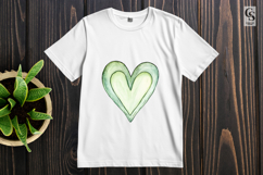 Green Watercolor Heart Clipart Sublimation PNG Product Image 3
