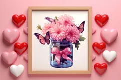 Valentine Flowers In Jar Clipart, Valentine Couplet Product Image 3
