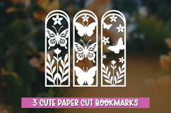3 Butterfly Garden Laser Cut Bookmark SVG Product Image 1