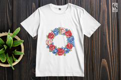 Patriotic Rose Wreath Watercolor Floral Clipart PNG Product Image 3