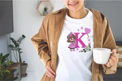 Letter K Girl Machine Embroidery Design Product Image 4