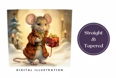 Watercolor Christmas Tumbler Sublimation, Mouse Tumbler PNG Product Image 3