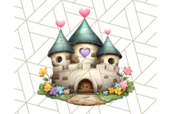Princess Castle Clipart PNG, Enchanted Garden Artwork Product Image 3