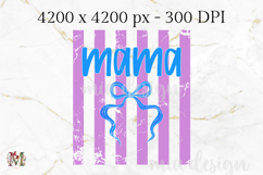 Striped Mama PNG, Blue Coquette Bow Distressed Sublimation Product Image 2