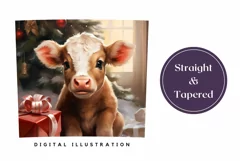 Christmas Tumbler Wrap, Christmas Cow Sublimation Design Product Image 3