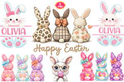 Happy Easter PNG Coquette Easter Bunny, Faux yarn Bunny PNG Product Image 7