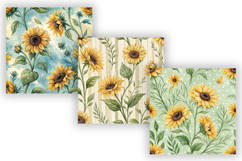 Watercolor Sunflower Seamless Pattern Bundle, Yellow Floral Product Image 3