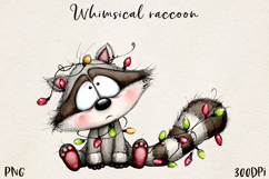 Whimsical Christmas Raccoon clipart, Sublimation PNG. Product Image 1