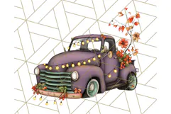 Halloween Cottagecore Truck PNG Clipart, Fall Style Clip Art Product Image 3