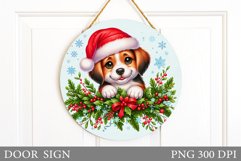 Christmas Dog Door Sign. Christmas Door Sign Sublimation Product Image 1