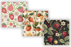 Retro Strawberry Gingham Digital Paper, Seamless Watercolor Product Image 3