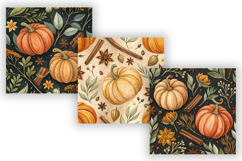Pumpkin Spice Digital Paper Pack, Seamless Watercolor Product Image 3