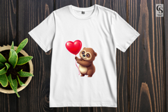 Cute Bear Holding Heart Balloon Clipart Sublimation PNG Product Image 2