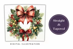Christmas Tumbler Wrap, Watercolor Christmas Wreath Design Product Image 3