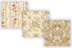 Honey Beige Toile Digital Paper Pack, Vintage Floral Toile Product Image 3