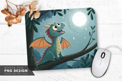 Moonlit Joy A Tiny Dragon Mouse Pad PNG Design Product Image 1
