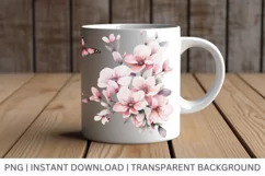 Pink flower clipart, Watercolor butterfly Garden clipart Product Image 3