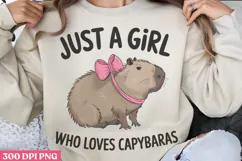 Just A Girl Who Loves PNG, Funny Capybara Sublimation PNG Product Image 3
