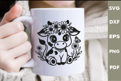 Baby Cow svg|Baby Dairy cow laser|Flower Cow svg Product Image 3