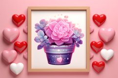 Pink Valentine Succulent Pot Clipart Product Image 3
