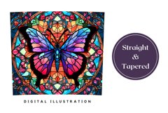 Butterfly Tumbler Wrap, Stained Glass Butterfly Sublimation Product Image 3