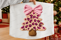 Pink Coquette Bow Leopard Print Knit Christmas Tree PNG Product Image 3