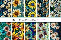 Daisy Floral Stained Glass Seamless Digital Pattern Product Image 3