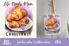 Croissant Sublimation | Baking Watercolor Clipart PNG Product Image 1