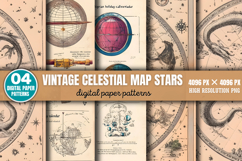Vintage Celestial Map Stars Digital Paper Background PNG Product Image 4