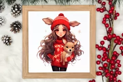 Cute Christmas Little Girl Sublimation Clipart Product Image 3