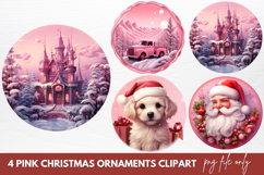 Pink Christmas Ornaments Clipart Sublimation Product Image 1