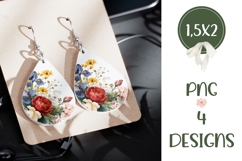 Watercolor Flowers Earring Designs, Flower Earring Print Product Image 3