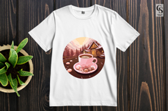 Cozy Winter Coffee Cabin Scene Clipart Sublimation PNG Product Image 3