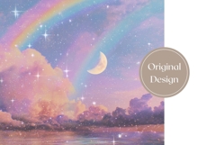 Moon Tumbler Design, Glitter Rainbow Tumbler, Rainbow PNG Product Image 3