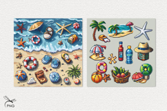 Beach mosaic digital paper, background clipart Product Image 3