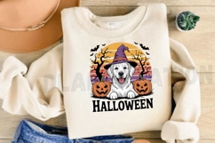 Retro Halloween Golden Retriever Sublimation PNG Design Product Image 3