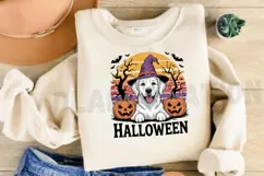 Retro Halloween Golden Retriever Sublimation PNG Design Product Image 3