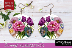 Fantasy Forest Round Earrings - Fairy Tale PNG Sublimation Product Image 1